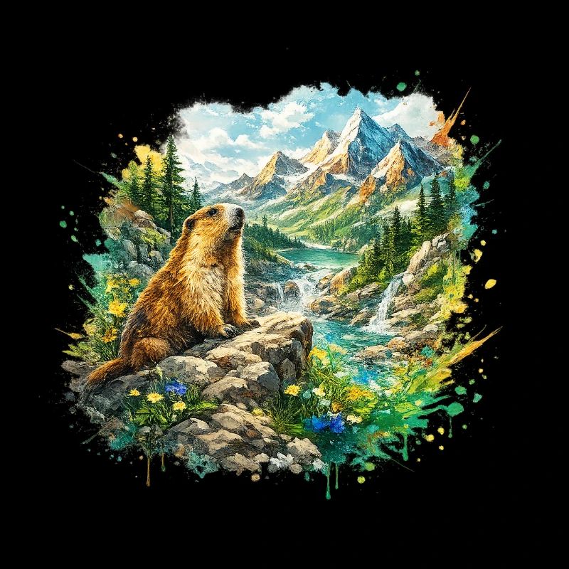 Marmotte forêt paysage 