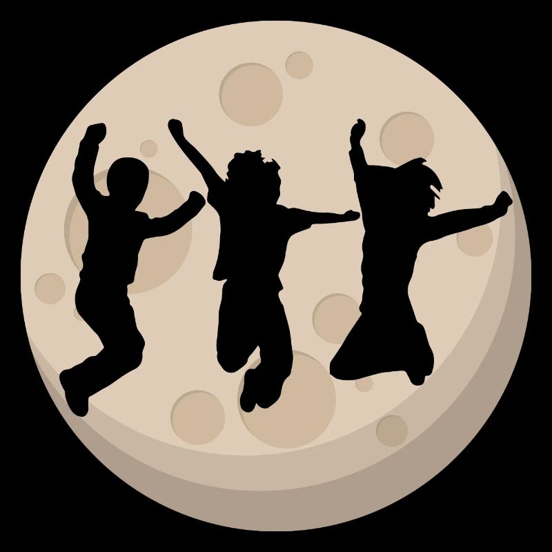 Jumping children in the moonlight