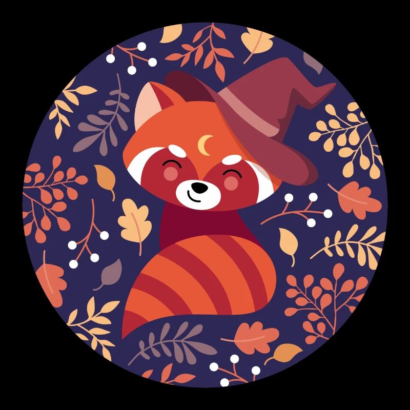 red panda with autumn pattern