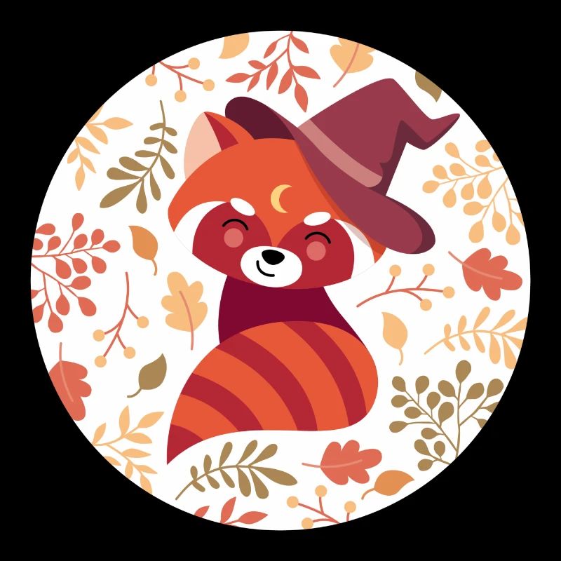 red panda with autumn pattern