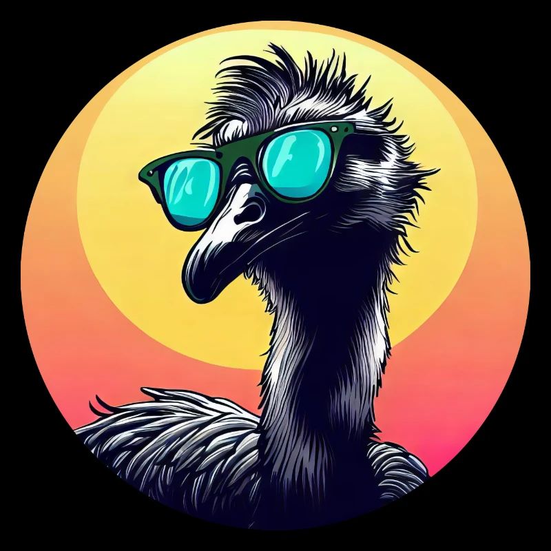 Cool Emu - Vogelstrauß mit Sonnenbrille bei