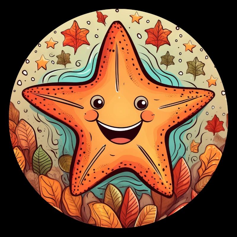 Autumnal underwater world: fish meets starfish