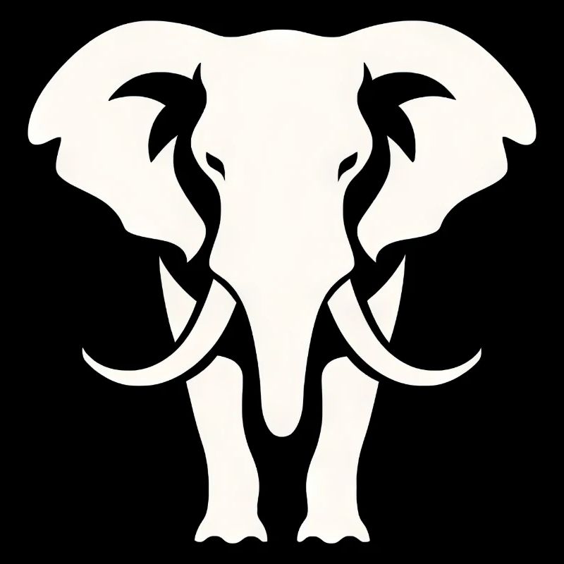 Elephant Silhouette White Logo