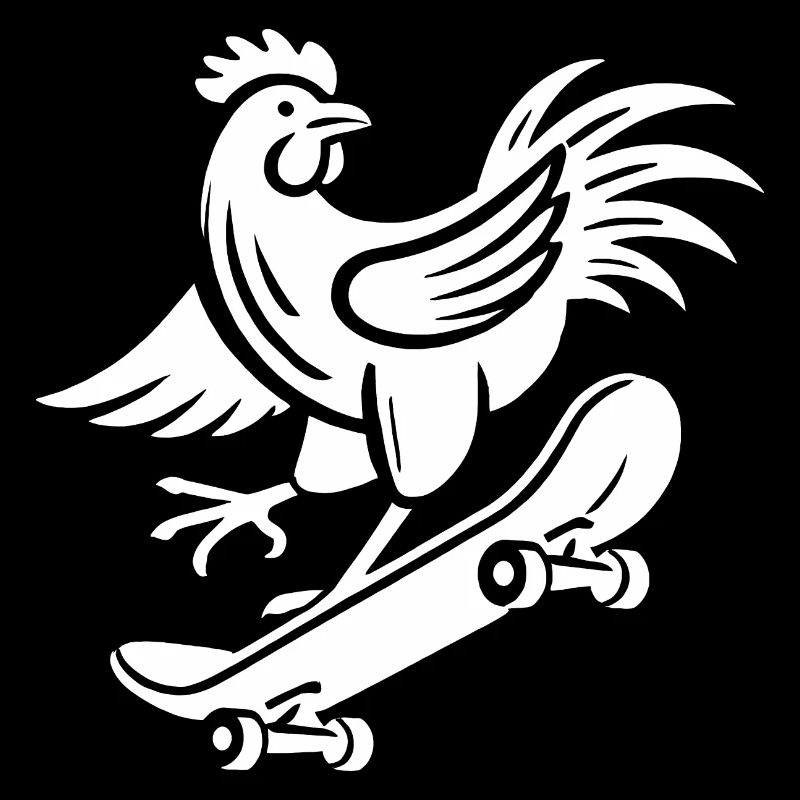 Huhn Hahn Henne Skater Silhouette minimalistisch