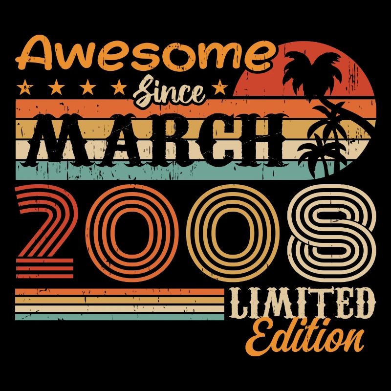 Mars 2008 Vintage 2008 rétro cadeau d’anniversaire
