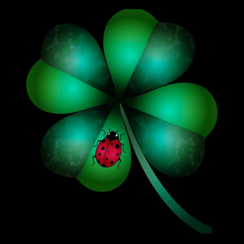 dark green four-leaf clover ladybug