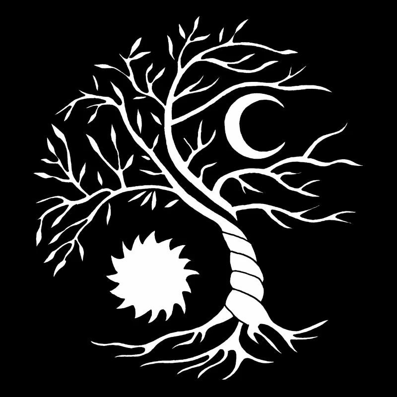 Arbre de vie blanc soleil et lune