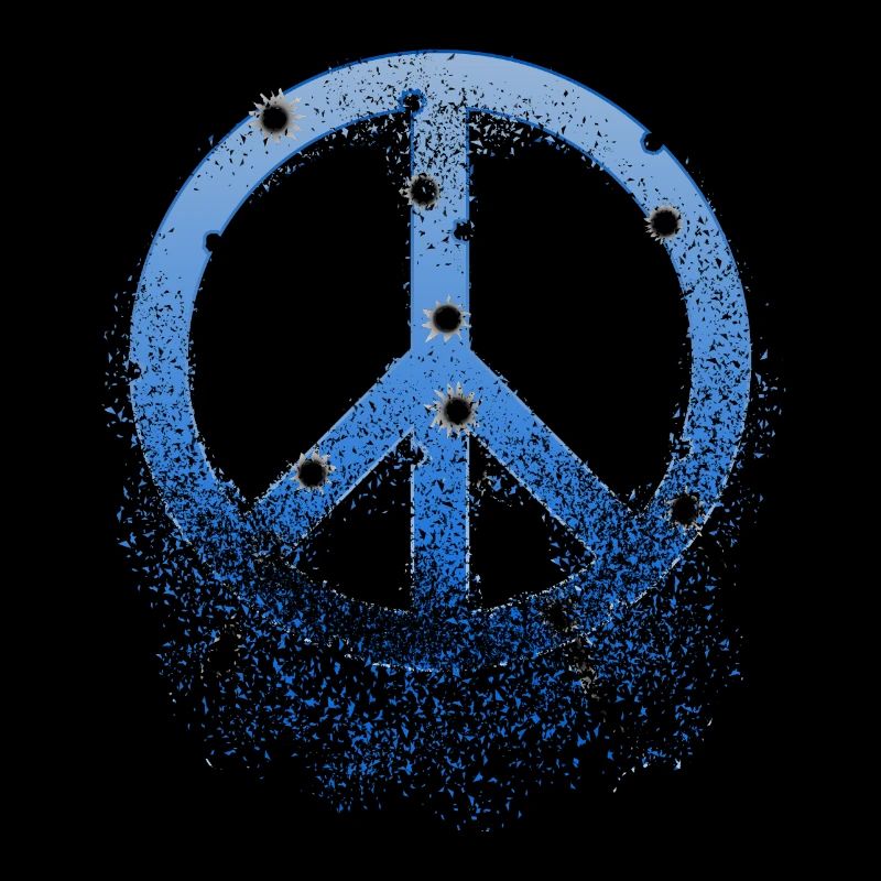 Blaues Friedenszeichen Einschusslöcher zerfällt