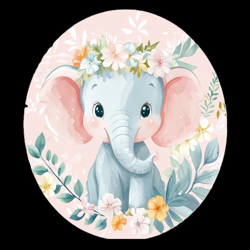 Doux bébé éléphant avec couronne de fleurs