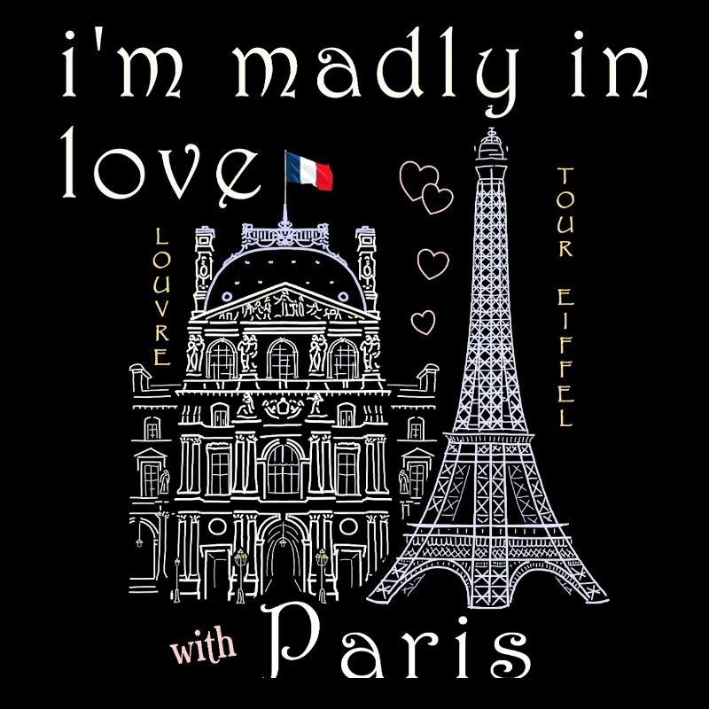 Paris, Louvre and Eiffel Tower hand-drawn