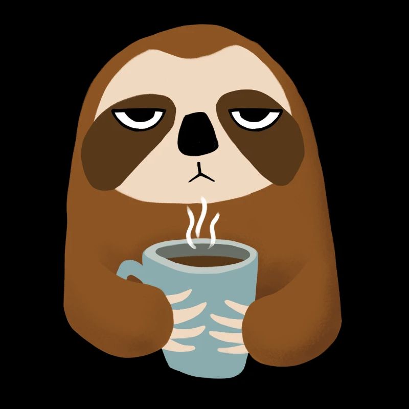 Faultier mit Kaffeebecher