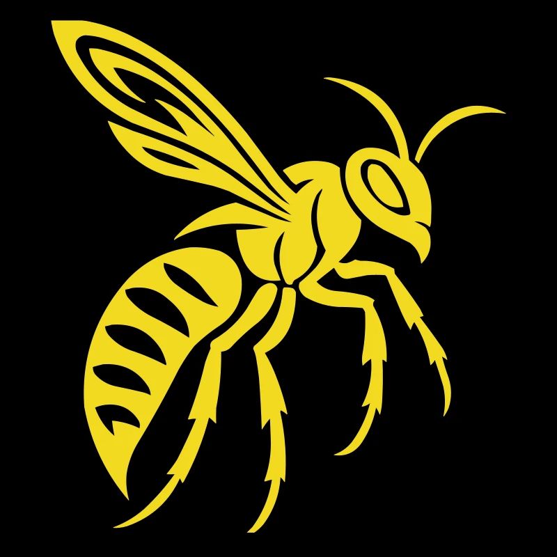 Yellow wasp silhouette on black