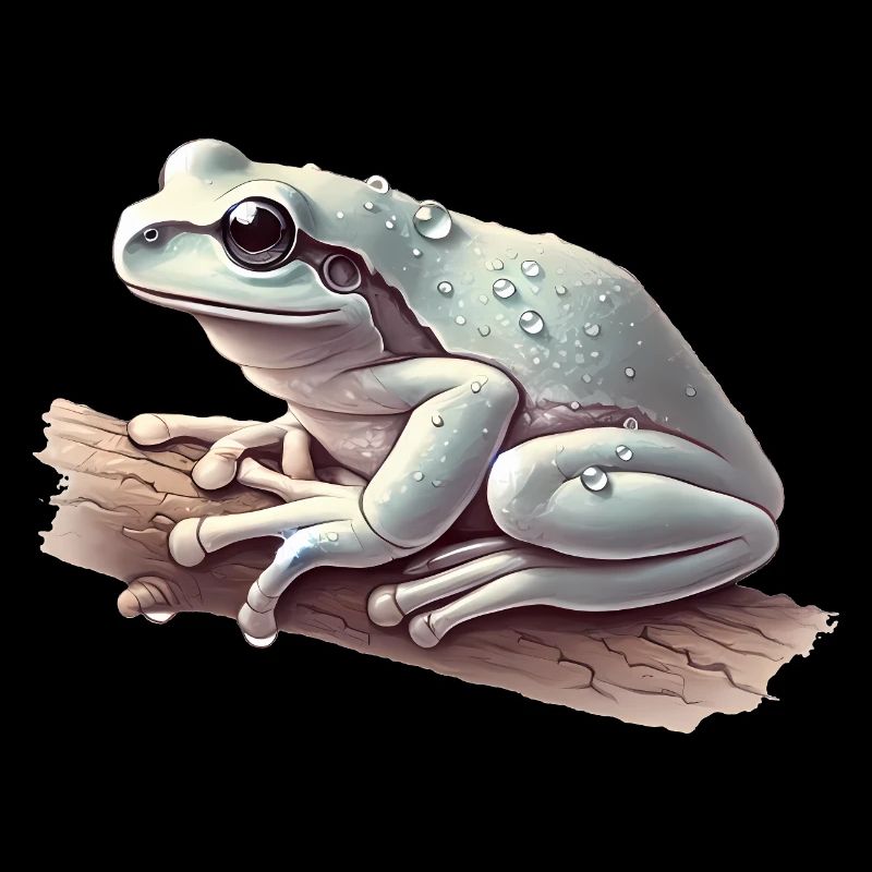 Realistic Tree Frog with Water Droplets