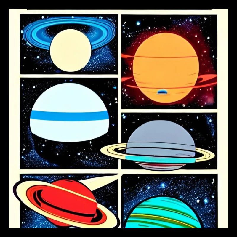 Planètes sur le style de bande dessinée spatiale