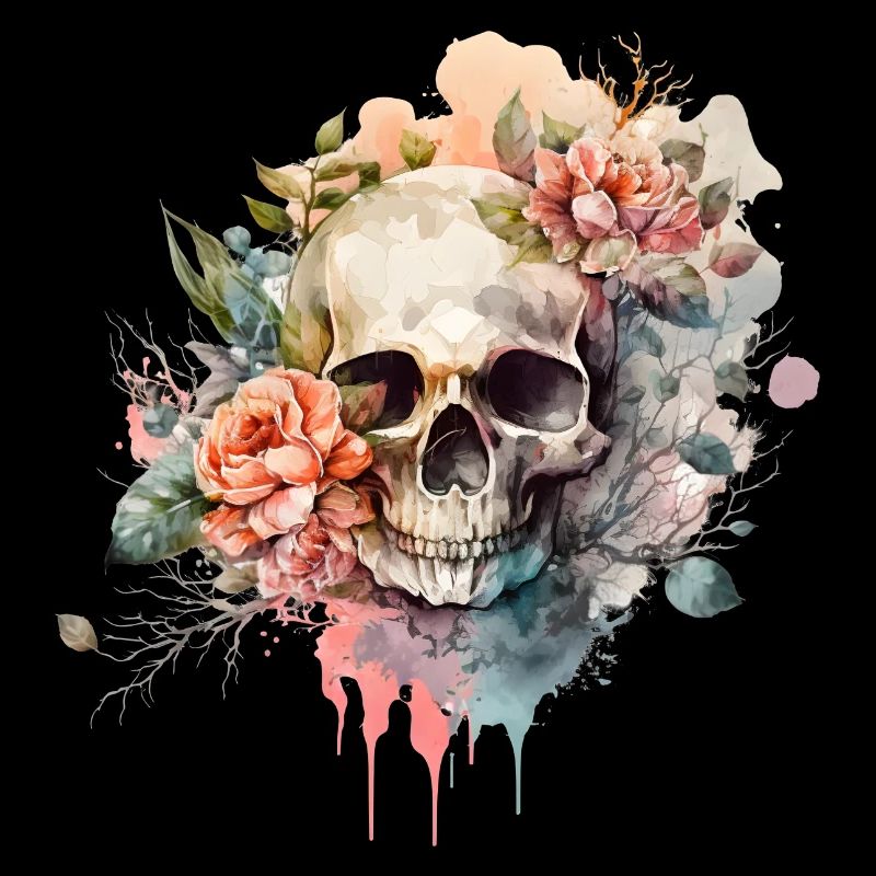 Totenkopf mit Blumen - Skull Dia De Los Muertos