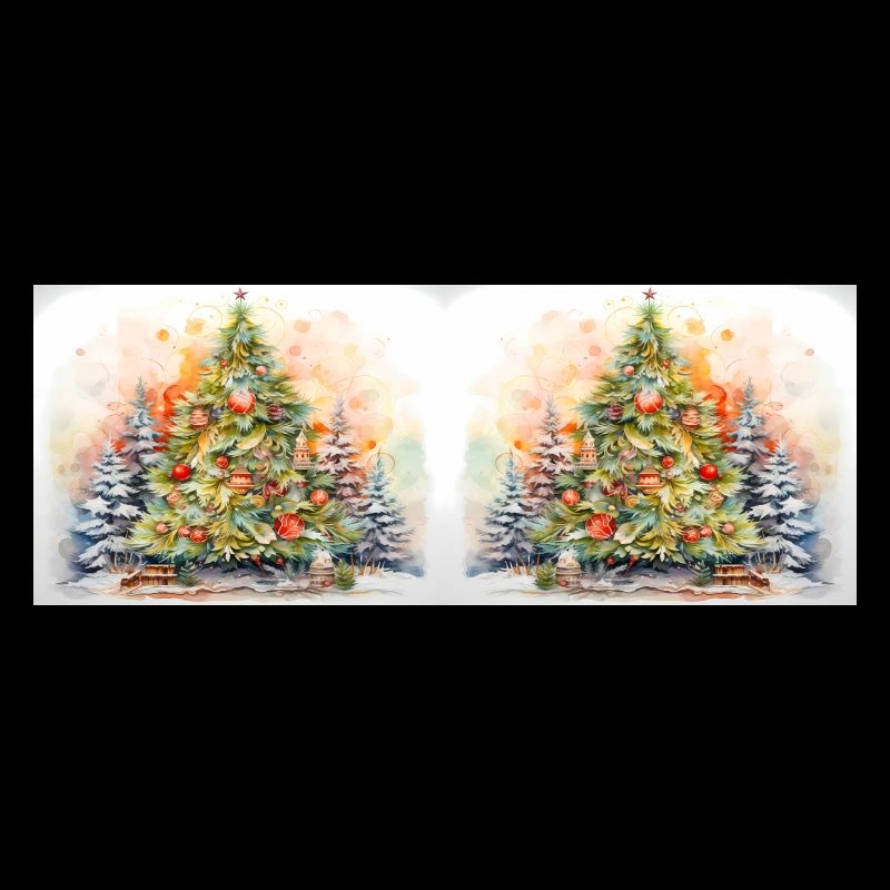 Christmas tree mug. Spruce trees, ornate pines.