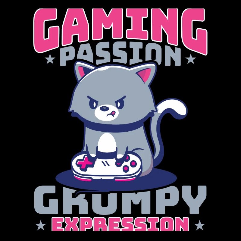 Gaming, Zocken, Videospiel, Grumpy Katze Gamer