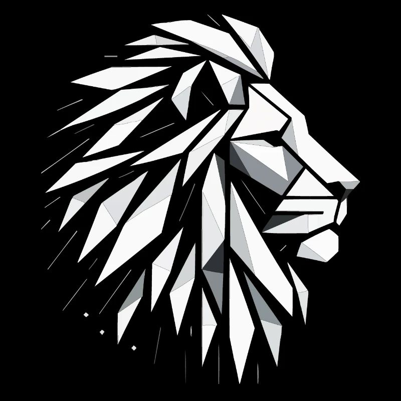 Tête de Lion Polygone Art
