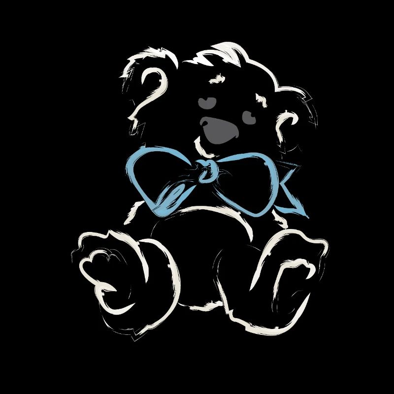 Playful teddy bear with blue bow