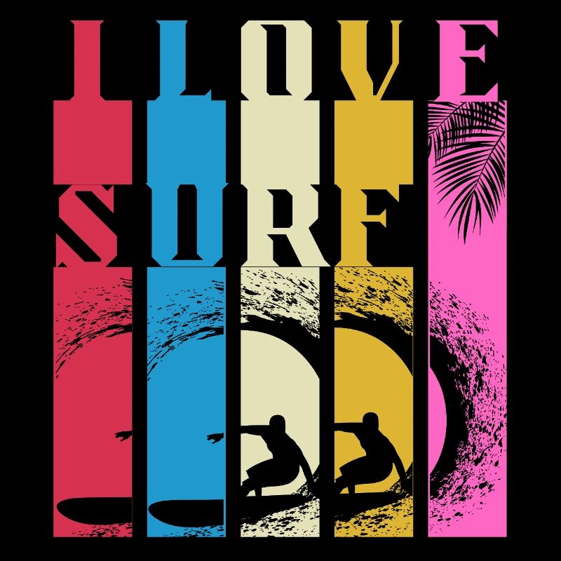 Vagues de Surf Multicolores