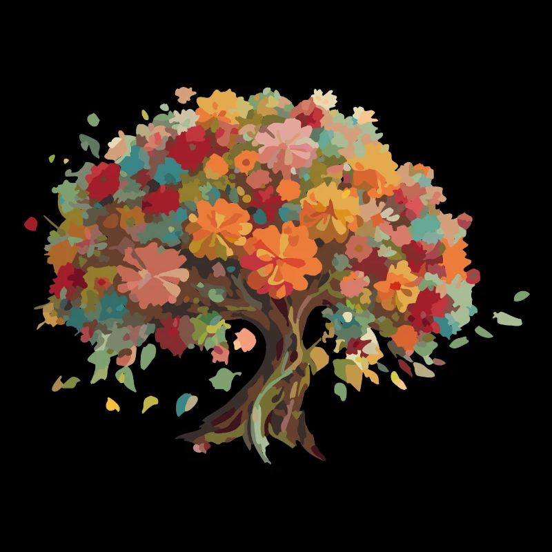 Baum-Bonsai bunt mit Laubblättern