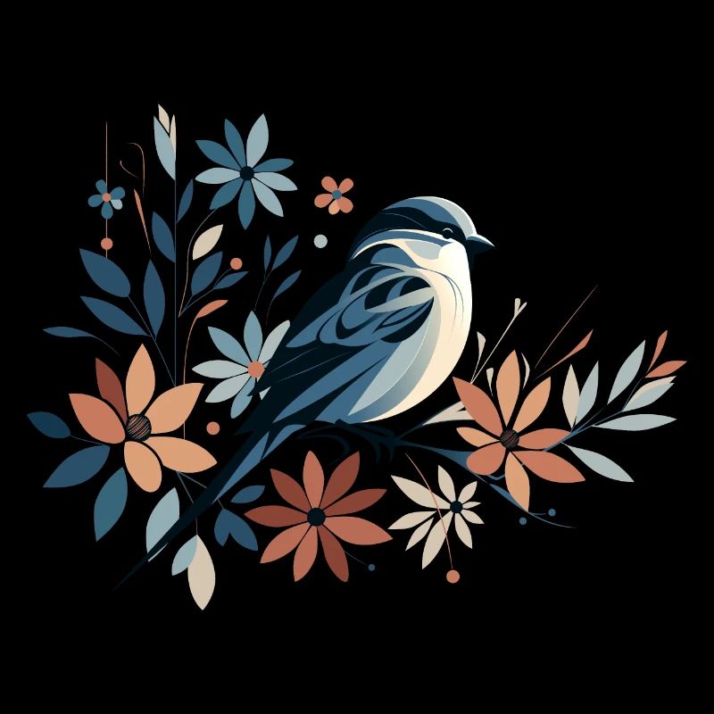 Little Bird with Flowers
