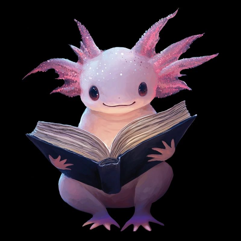 Axolotl liest Buch