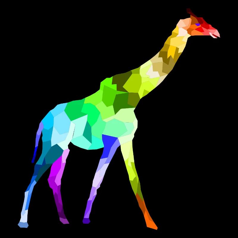 Colorful Rainbow Giraffe Animals Polygon