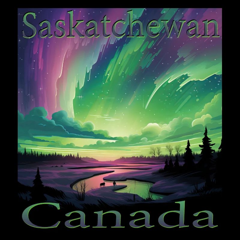 Canada Saskatchewan Northern Lights Holiday Design