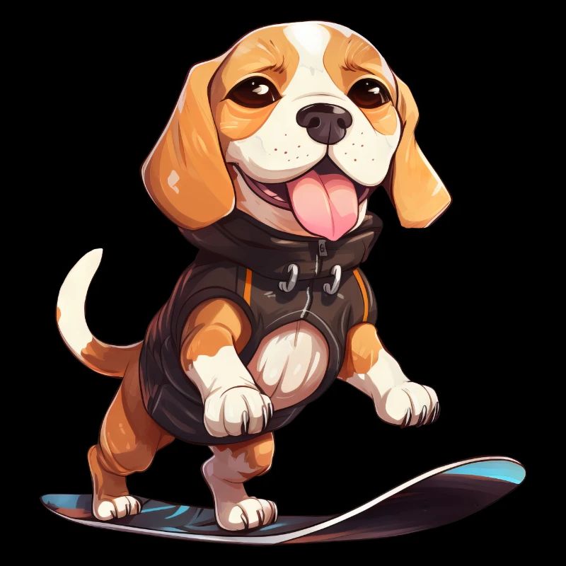 Doux snowboarder beagle - joie hivernale