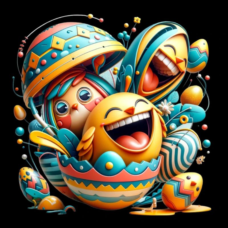 Conception graphique de Pâques dans le style Mixed Dimensions