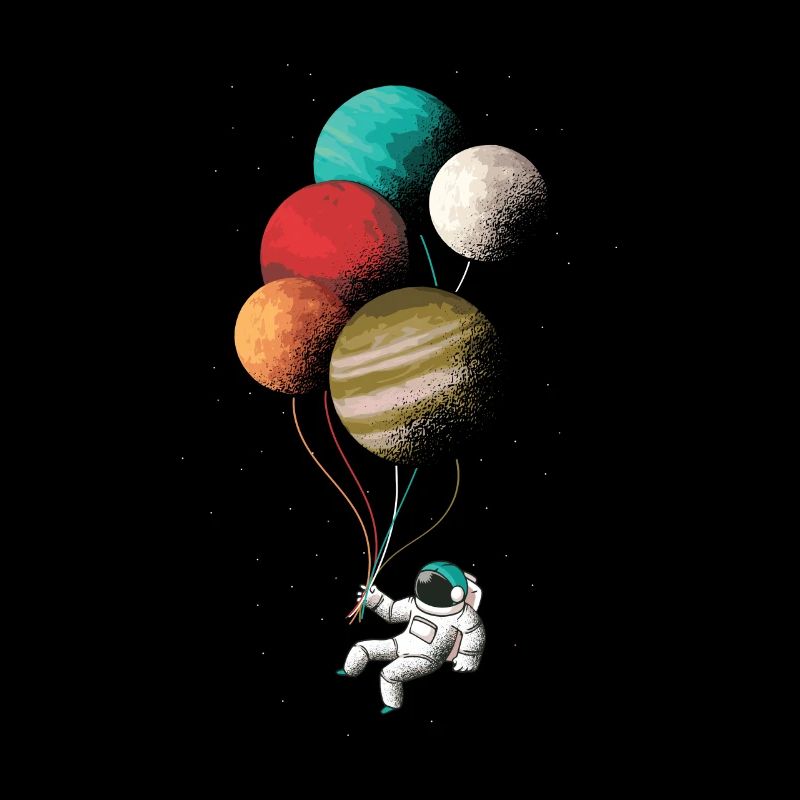 Astronaut with colored balloon