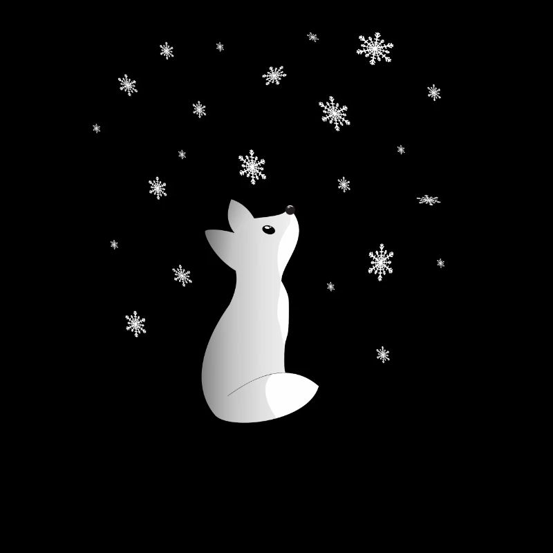 A Cute Snow Fox Watching Snowflakes Beautiful