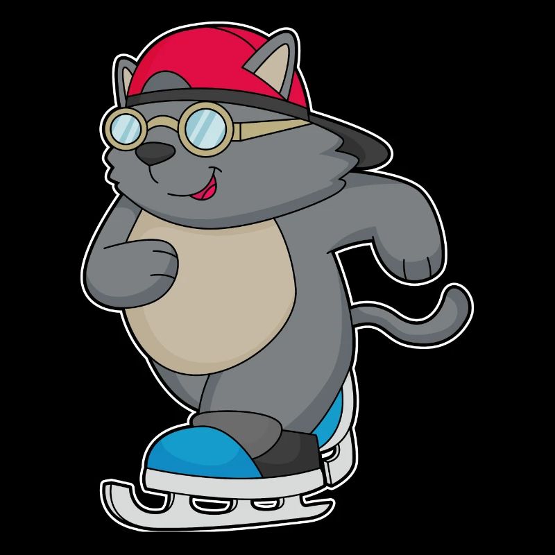 Chat comme patineur sur glace avec des patins
