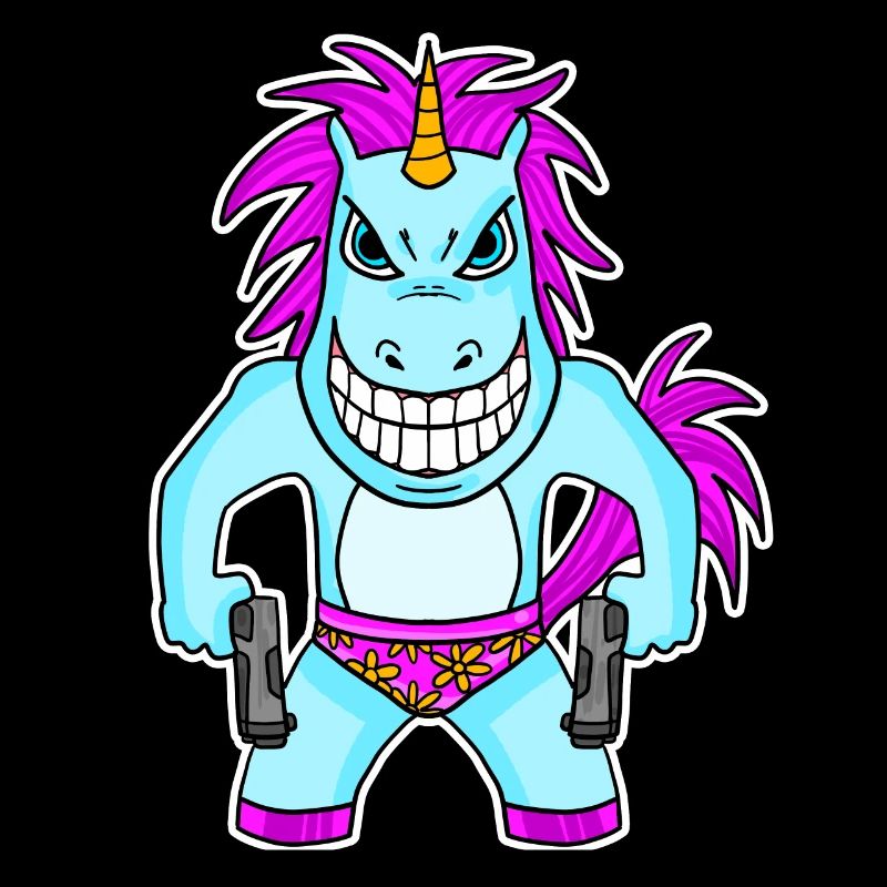 Einhorn mit Pistole