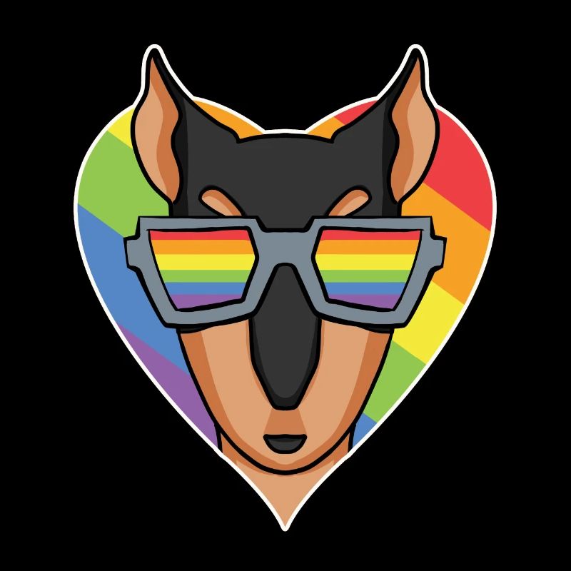 Regenbogen - Hund mit Brille - Dobermann