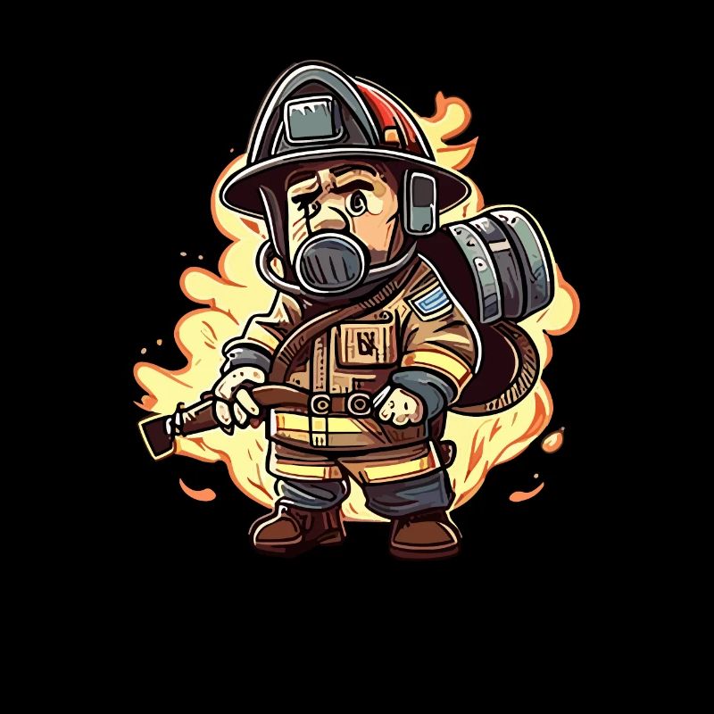 Style Fireman Cartoon