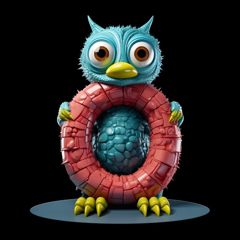 Blue Creature with Letter O Alphabet