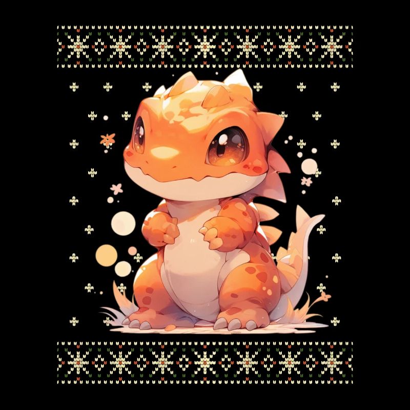 Dragon kawaii dans le style pull de Noël moche