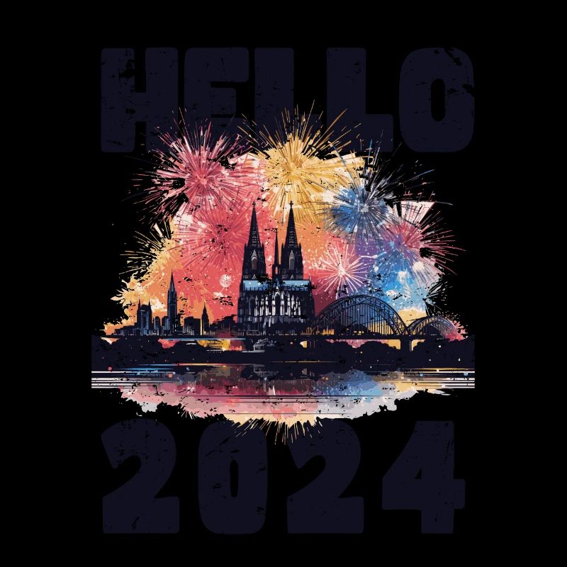 Bonne année avec feux d’artifice à Cologne