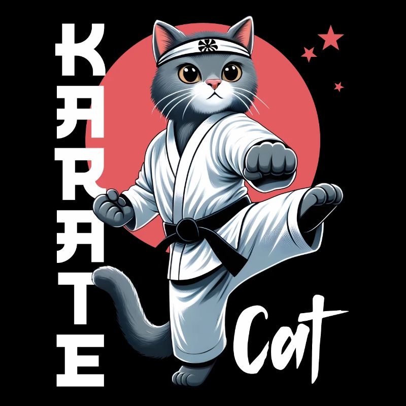 Drôle de chat Karaté Chat Arts Martiaux Design