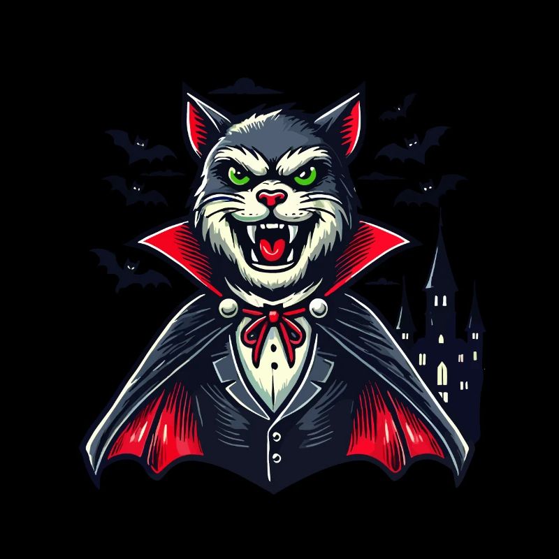 Chat vampire Chat d’Halloween mignon