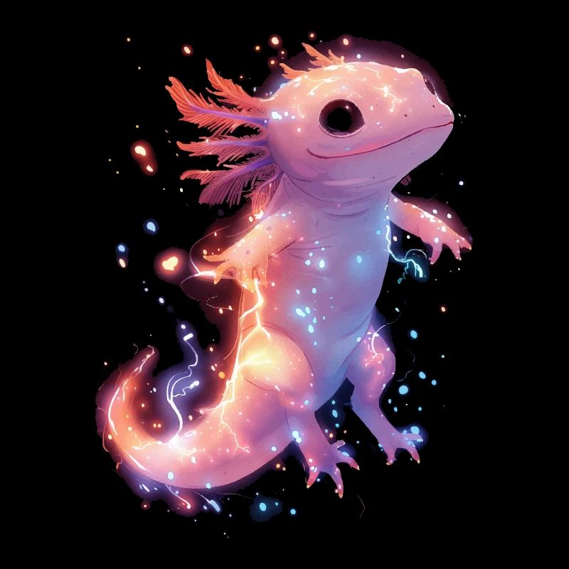 Glowing Magic Axolotl with Electricity