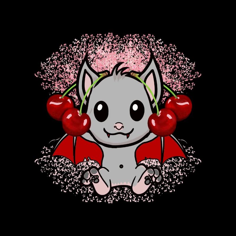 bat bats cherries cherry blossom fruit