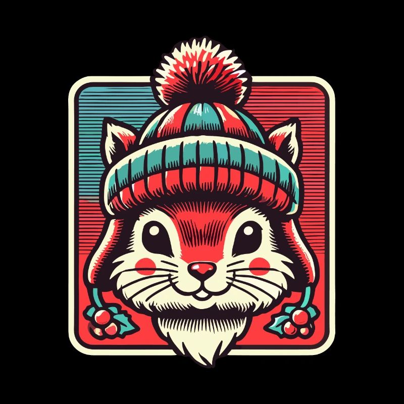 Écureuil mignon avec chapeau pour Noël