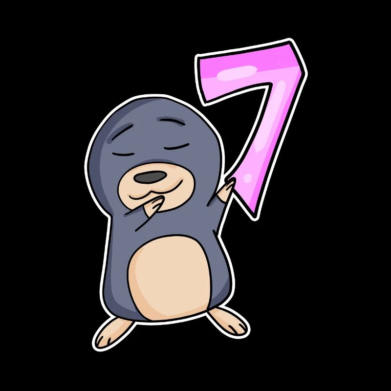 7th Birthday Motif Mole - Seven Years Old