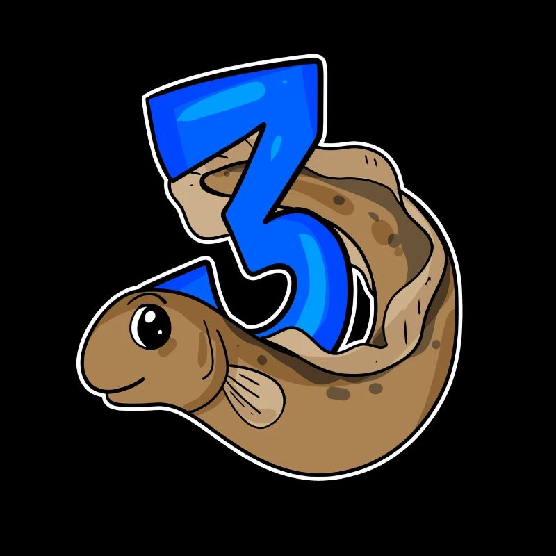 Three 3 - Number 3 - Number 3 Birthday Fish