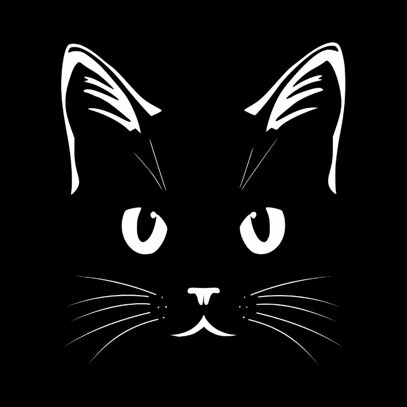 Visage de chat blanc – Conception d’art au trait