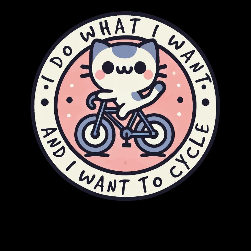 Bicycle cat with naughty saying for