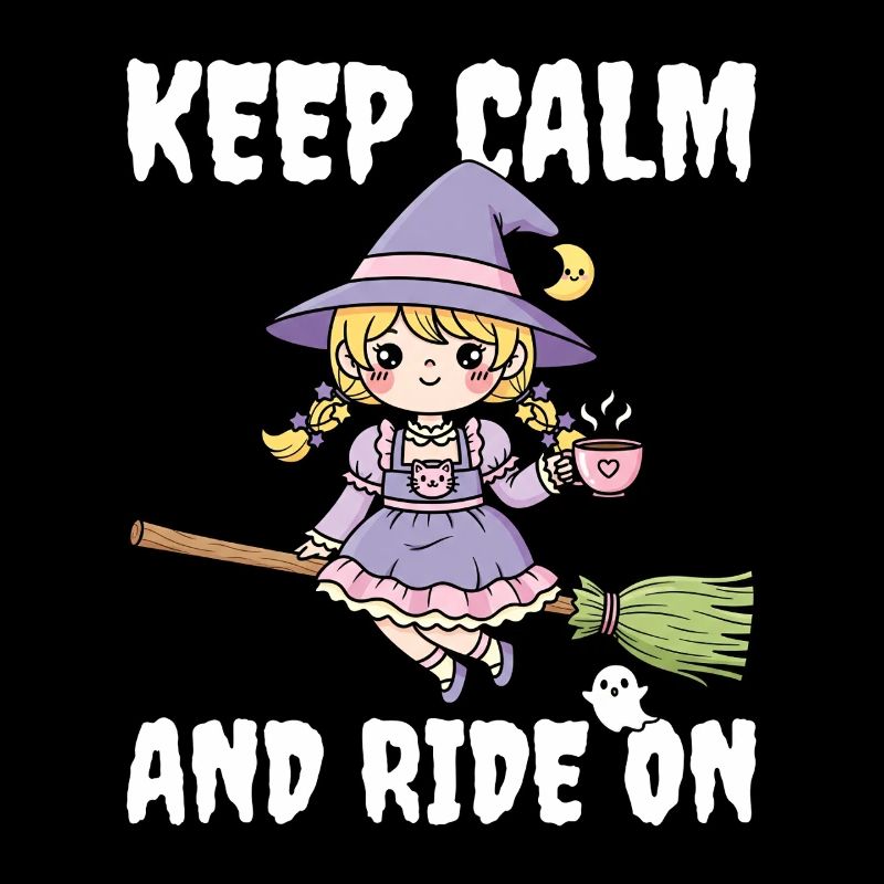 KEEP CALM AND RIDE ON - WITCH HALLOWEEN